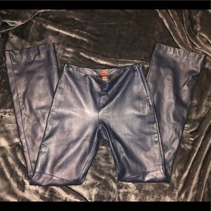 Navy Leather Pants